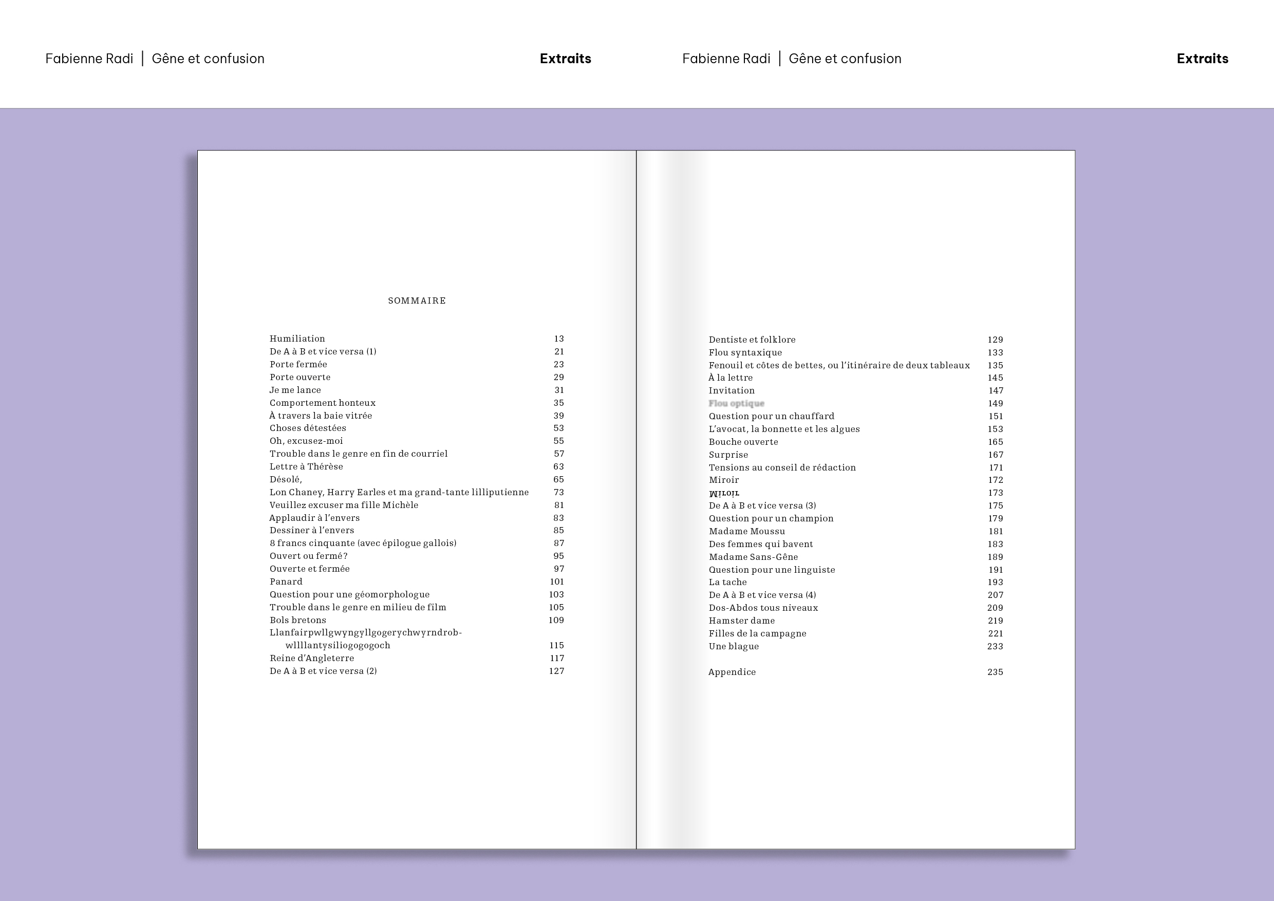 Extraits «Gêne et confusion» de Fabienne Radi