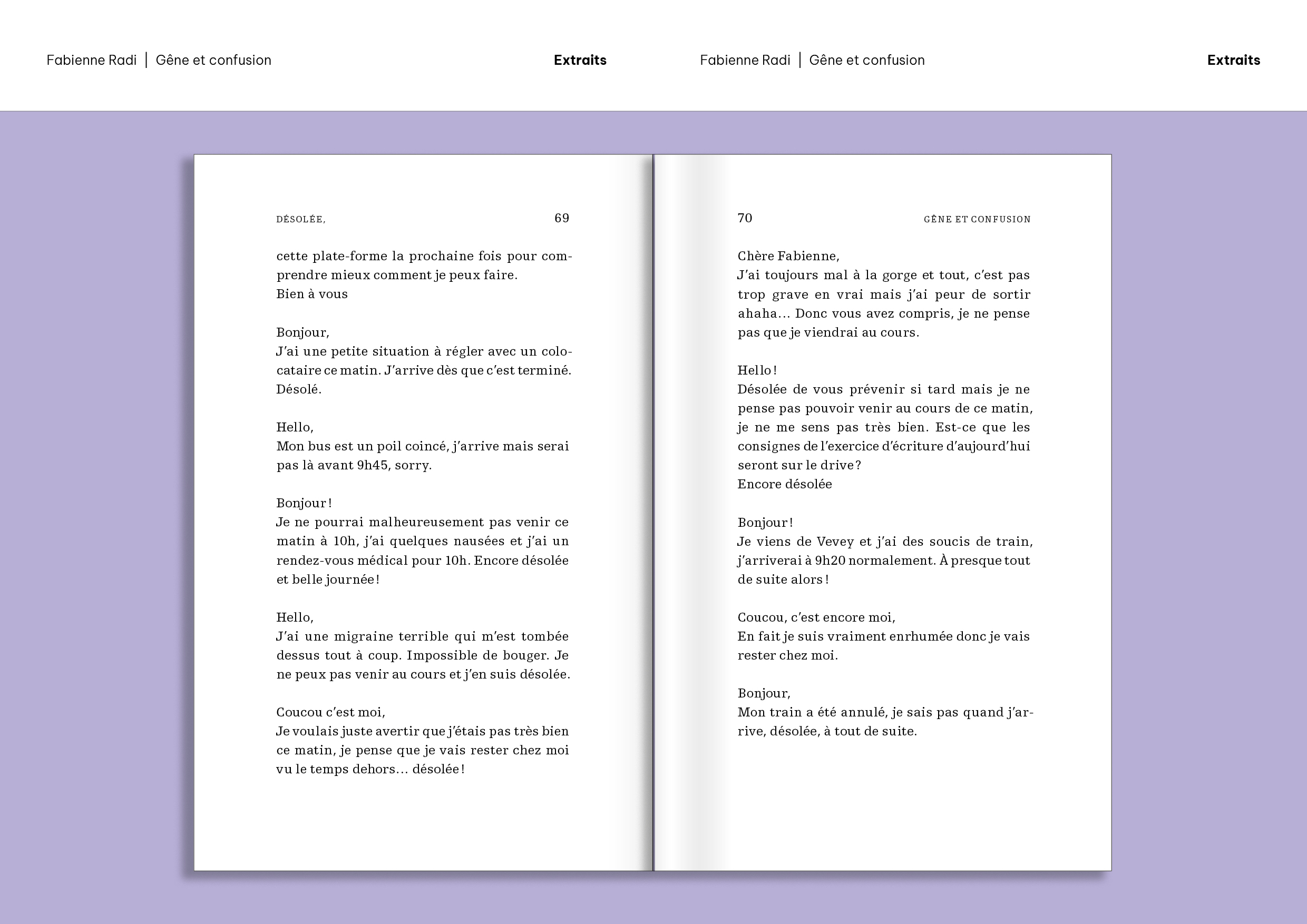 Extraits «Gêne et confusion» de Fabienne Radi