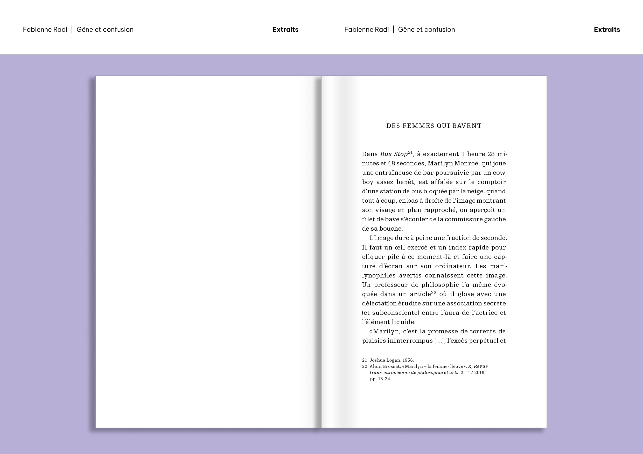 Extraits «Gêne et confusion» de Fabienne Radi