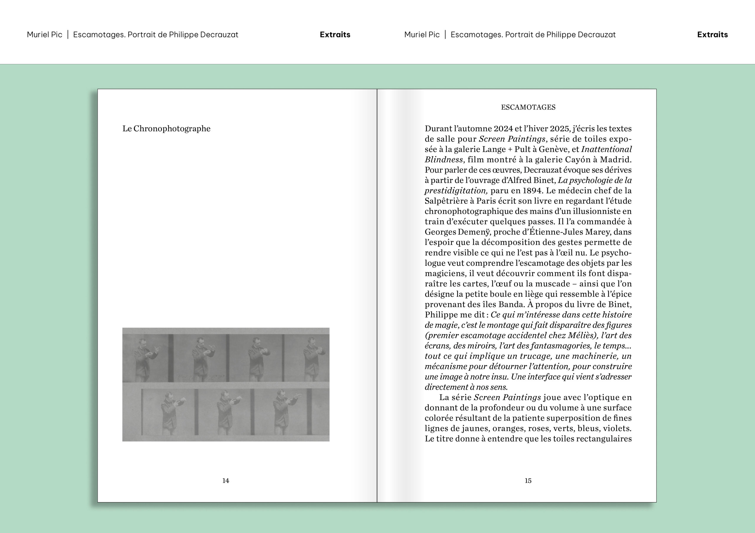 Extraits du livre «Escamotages. Portrait de Philippe Decrauzat» par Muriel Pic