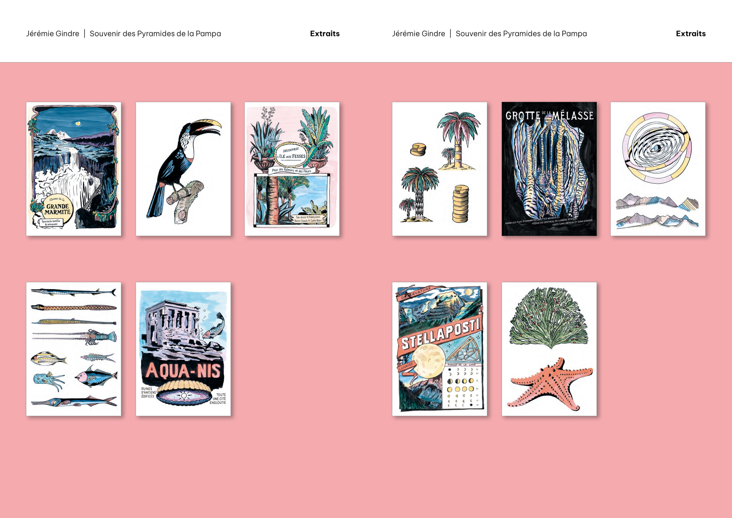 Cartes postales de Jérémie Gindre, «Souvenir des Pyramides de la Pampa», détails