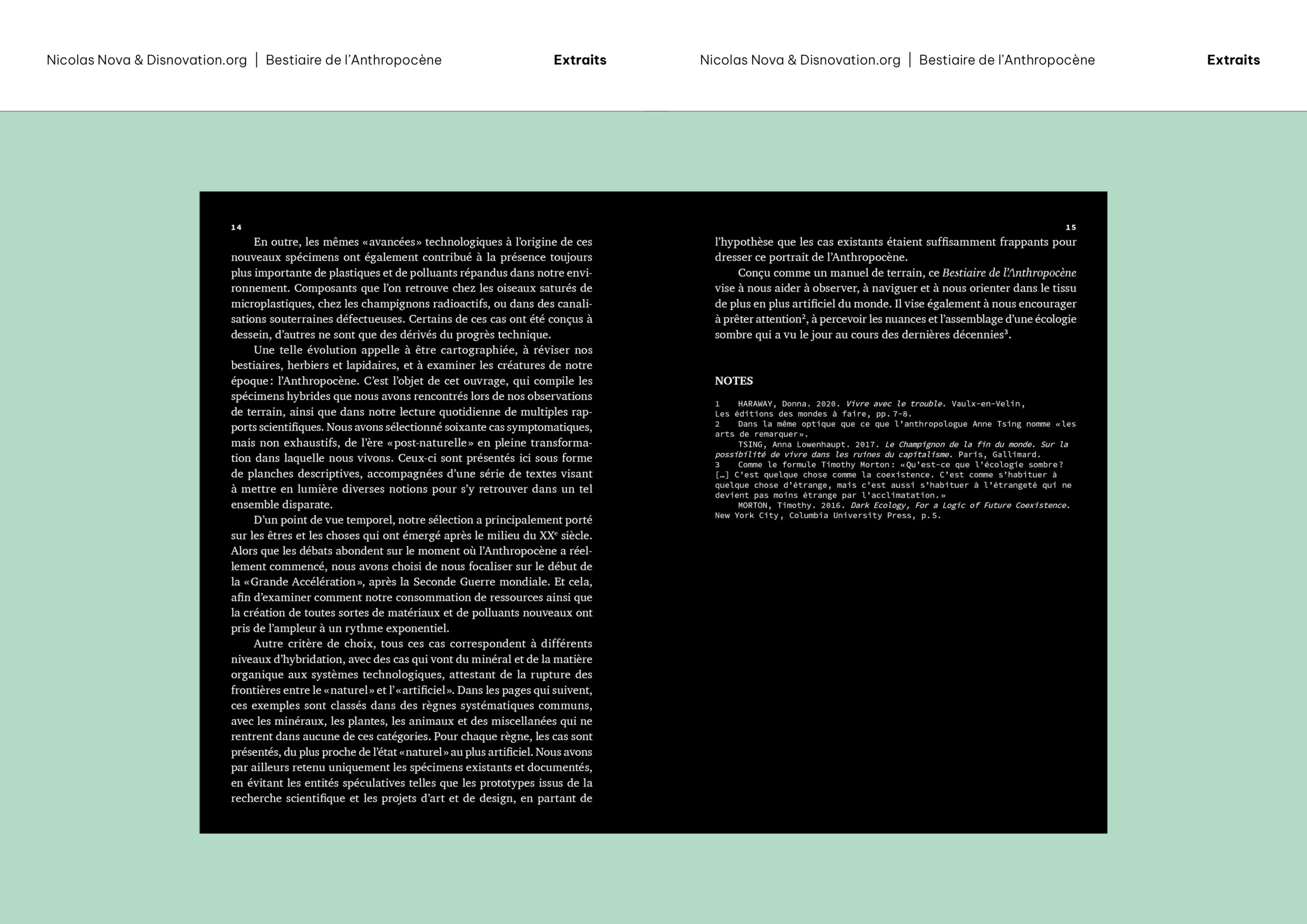 Extraits «Bestiaire de l'Anthropocène» de Nicolas Nova et Disnovation.org