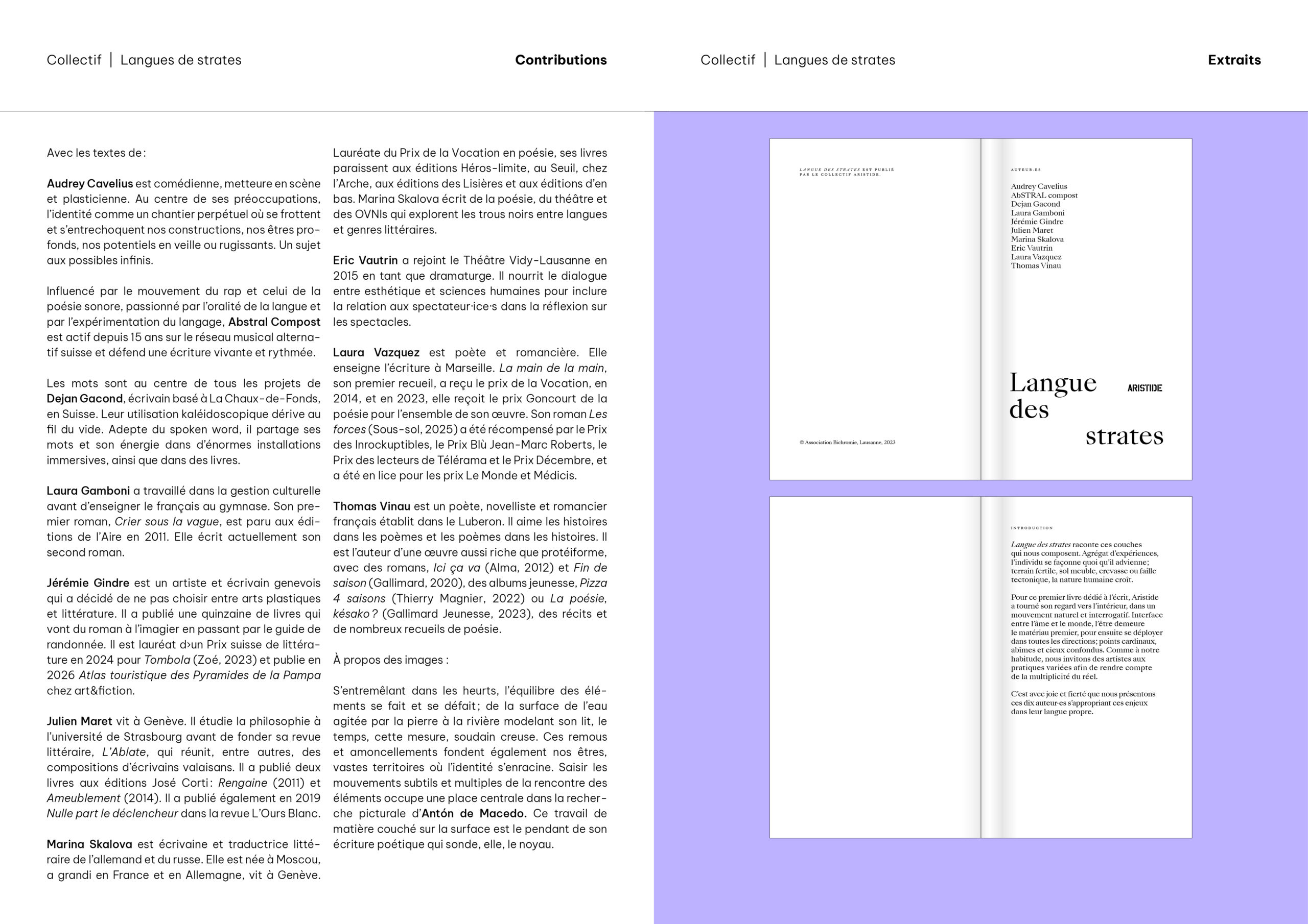 Extraits «Langues de strates»