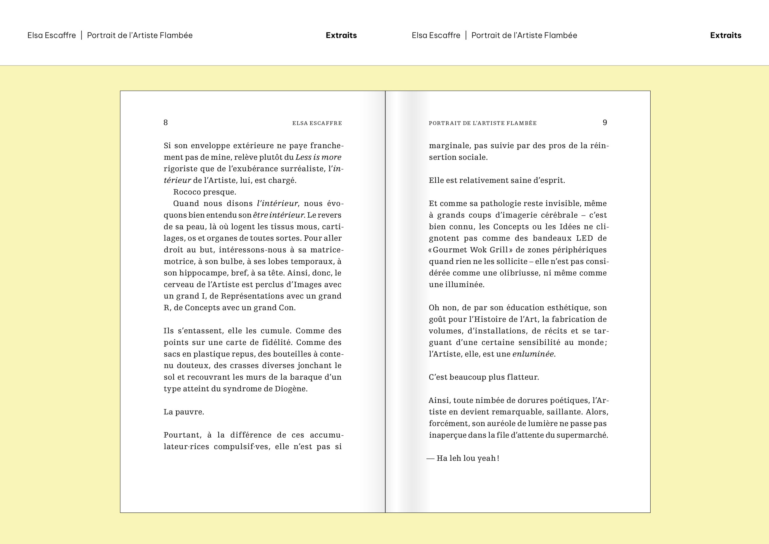 Extraits de «Portrait de l'Artiste Flambée» d'Elsa Escaffre